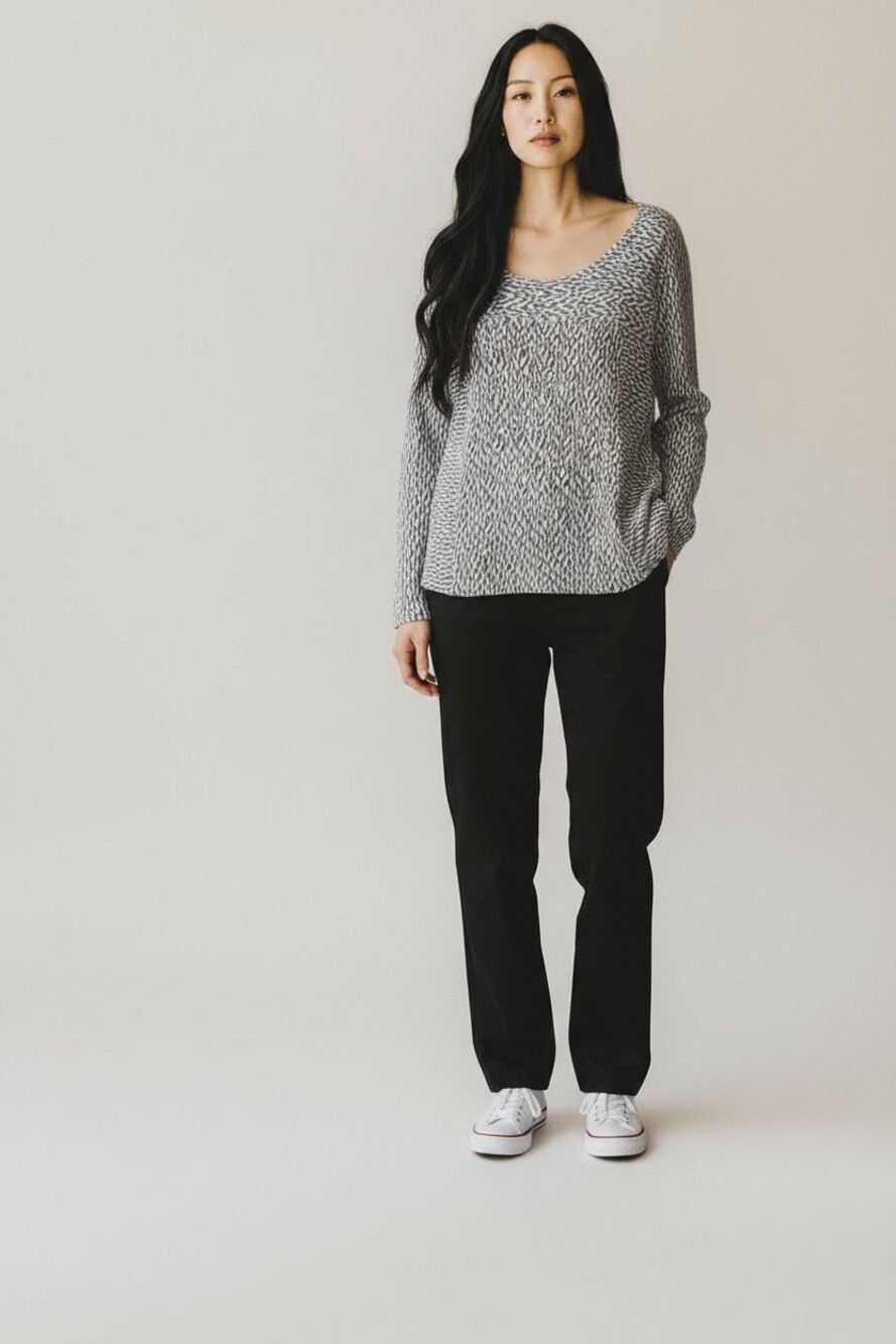 ✨Habitat Gray Textured Geometric Long Sleeve Cowl Neck Sz Small Top✨